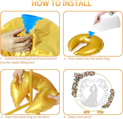 4 Pcs Water Weight Bags for Backdrop Stand, Slit Style Gold Balloon Arch Weights - Image 6