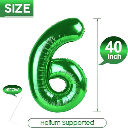 6 Balloon - Green Birthday Number Balloons, 40 Inch Decorations Men Women | - Image 5