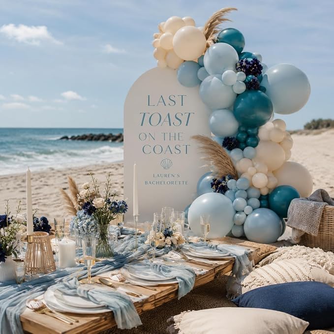 Dusty Blue Balloons 60PCS 12Inch Slate Baby Light Blue White Balloon | Sand - Image 4