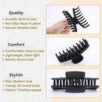Black Hair Clips for Women -8 Pack 4.3 Inch Large Matte Banana Claw Clips for Women Thin Thick Curly Hair, Big Strong Hold jaw