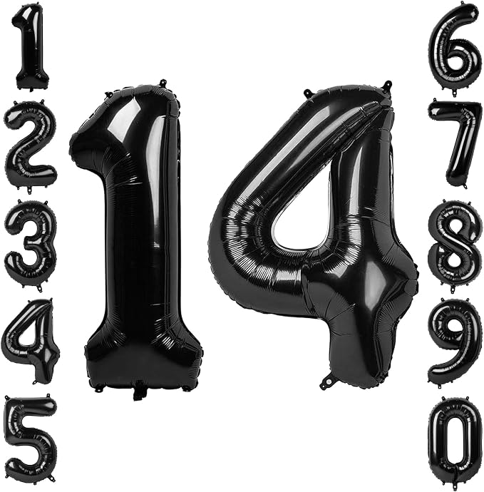 Black Number 14 Balloon 40 Inch, Foil Numeral by Unknown