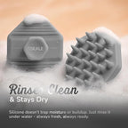 Silicone Scalp Scrubber - Massage Shampoo Brush, Soft Bristles for Hair Growth & Dandruff Removal - Ergonomic Design, Wet & Dry Use, Deep Cleansing Scalp Exfoliator for All Hair Types - Gray