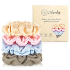4 Pack Mulberry Silk Scrunchies, Silk Hair Ties Satin Scrunchies No Damag for Hair Sleep Valentine's Day Christmas Gifts