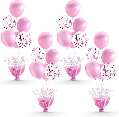 Pink Balloon Table Centerpiece Kit, 4 Sets Pink Balloon Stands by Besutolife