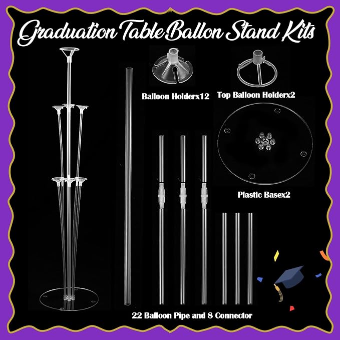 Jenaai Purple and Black 27 Pcs 2026 Graduation Balloon Centerpiece - Image 3