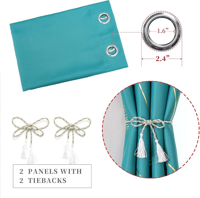 Teal Blackout Curtains 63 Inches Long - Image 4