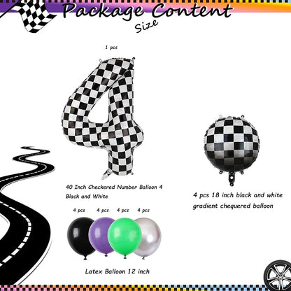Monster Truck Birthday Party Theme 40 Inch Checkered Number Balloon 4 | - Image 2