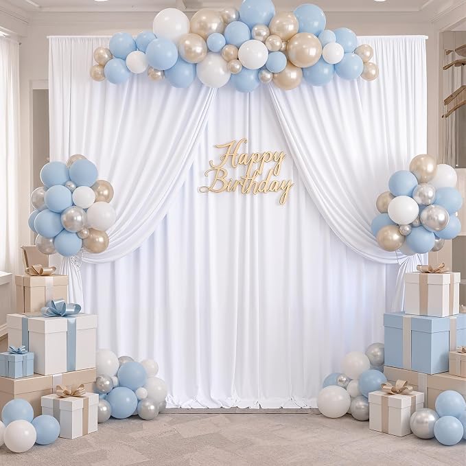 60ftx10ft Wrinkle Free White Backdrop Curtains - Image 6