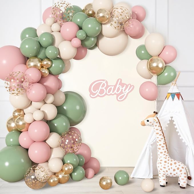 164Pcs Pink and Green Balloons Garland Arch Kit Different Sizes | 18 12 10 5 - Image 4