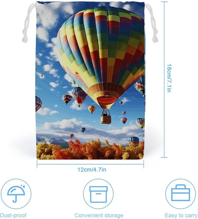 KLJHNVBM Colorful Hot Air Balloon Gift Bag, 12 * 18cm Double-Sided Print Canvas - Image 2