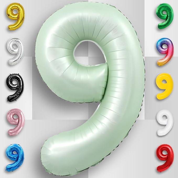 Green Number Balloon 9 Mylar Foil Balloons 32 inch - Image 4
