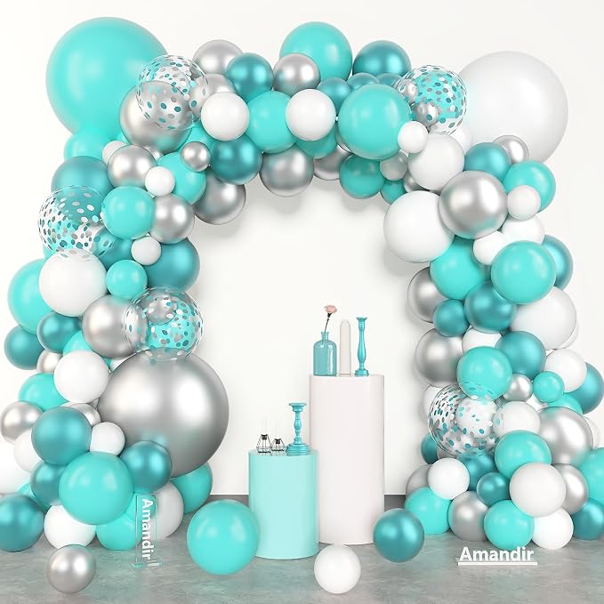 Amandir 153Pcs Teal Balloons Arch Garland Kit Different Size 18 12 10 5Inch | - Image 2