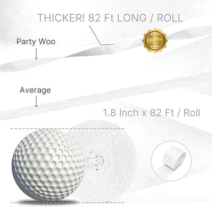 PartyWoo White Pearl White Crepe Paper Streamers 6 Rolls 492 FT | Graduation - Image 3