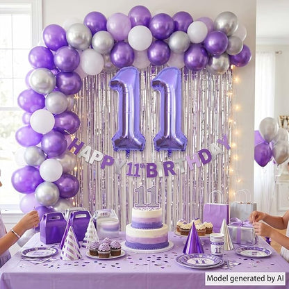 Purple Number 11 Balloon 40 Inch, Large Metallic Foil Number 11 Balloons - Image 6
