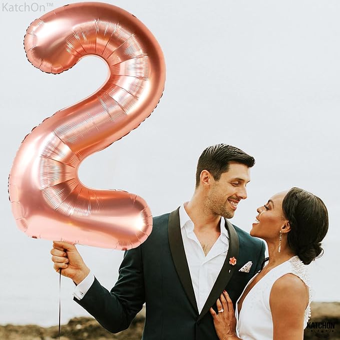 KatchOn Rose Gold Number 2 Balloon 40 Inch | Mylar Rose Gold 2 Balloon - Image 2