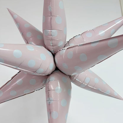 2Pcs Pink Macaron Polka Dot Explosion Pointed Star Foil Balloons/Candy Color - Image 4