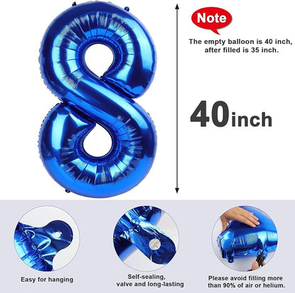 Number Balloons Navy Blue Number 8 - Image 5
