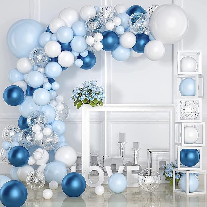 Blue and White Balloons Garland Arch Kit by YMSZ
