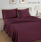 Lane Linen 100% Organic Cotton King Size Pillow Cases Set of 2 - 20"x36" Windsor Wine
