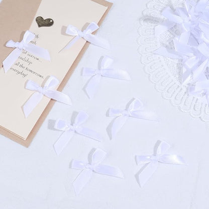 White Mini Bows 1.57" 100PCS Small Satin Ribbon Bows - Image 4