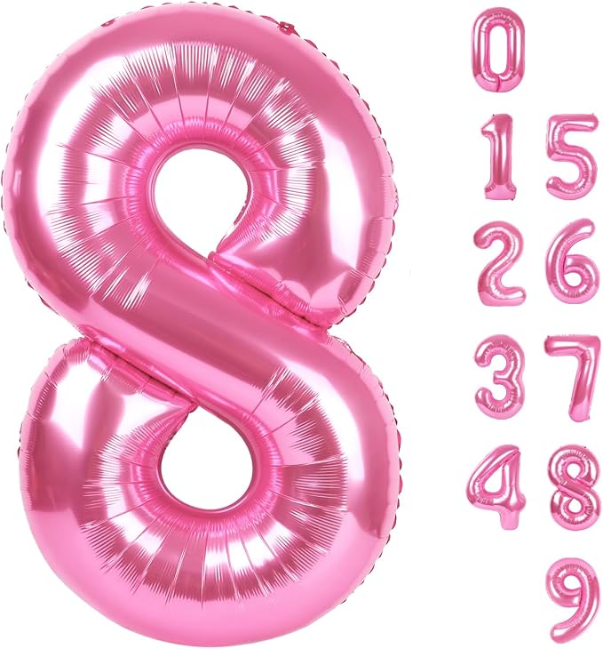 8 Balloon Number 40 Inch Pink Balloons by Mluchee
