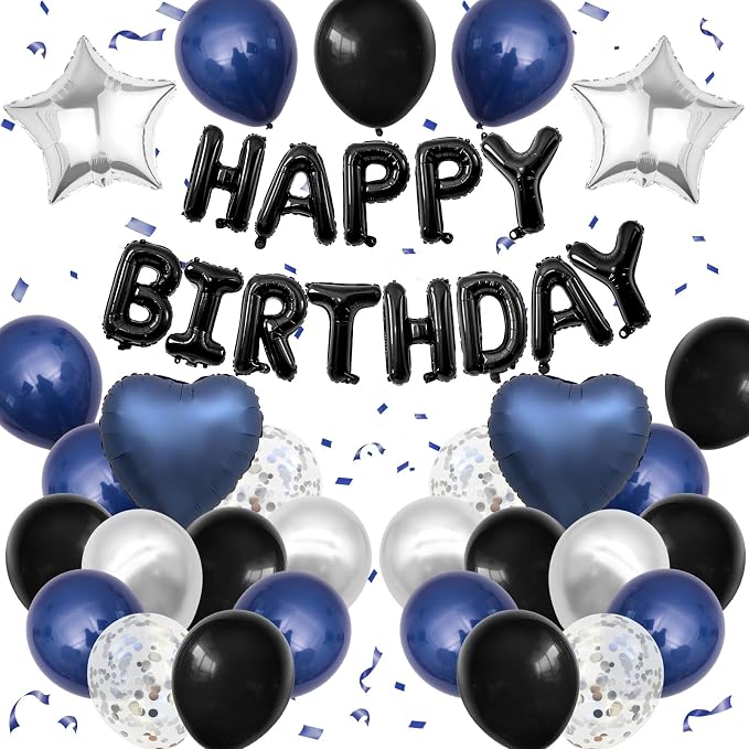 Navy Blue and Black Birthday Decorations by BTZO