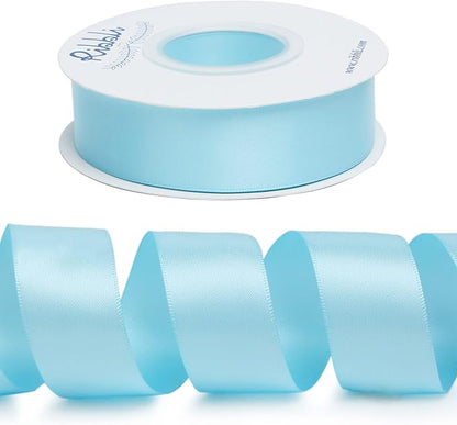 Ribbli Light Blue Double Faced Satin Ribbon, 1” x Continuous 25 Yards, Use - Image 2