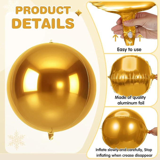 Jenaai 30 Set Round Foil Balloons Bulk 22 Inch 4d Metallic Giant Balloons Set - Image 5
