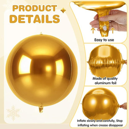 Jenaai 30 Set Round Foil Balloons Bulk 22 Inch 4d Metallic Giant Balloons Set - Image 5