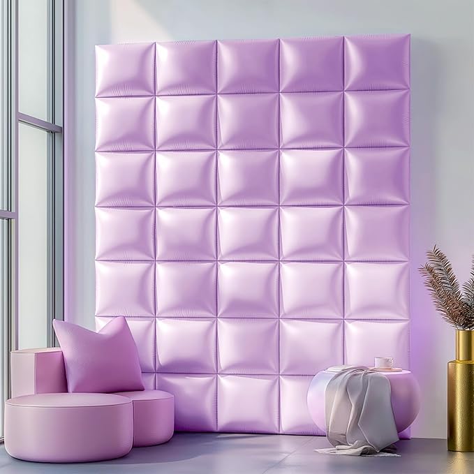 NISOCY 25PCS Matte Pastel Purple Square Foil Balloons Wall Backdrop | Double - Image 7
