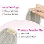 REECHO Clip in Hair Volumizer, 2PCS 6 inch Short Thick Clip in Hairpieces Adding Extra Volume Hair Extensions for Women (Grey)