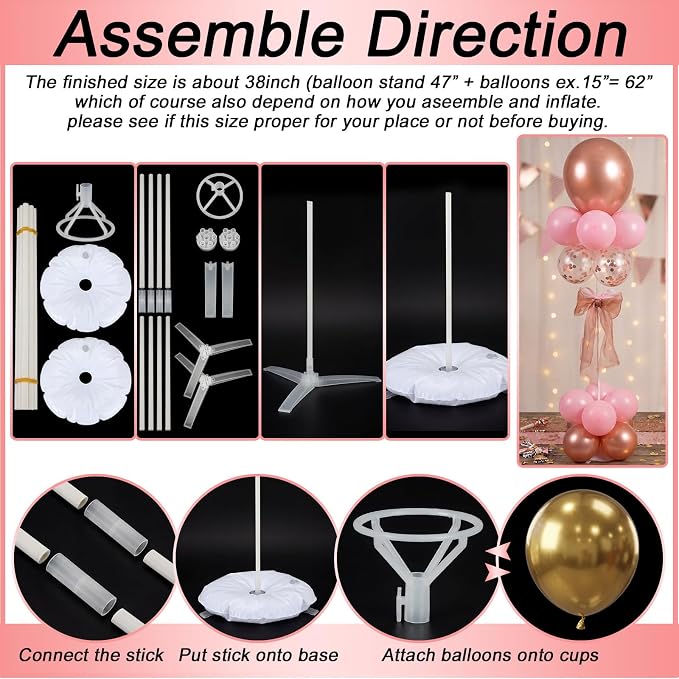 Hollowfly 2 Sets Rose Gold and Pink Balloon Stands - Image 3