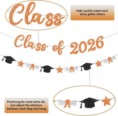 Class of 2026 Banner Orange Graduation Decorations Prestrung 2026 Graduation - Image 4