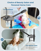 Kingsteam Facial Steamer & 5X Magnifying Lamp Combo, Professional Esthetician Equipment: Adjustable Nano Mist, Deep Pore Cleansing, Blackhead Remover, Acne Treatment Ozone Steamer (60 Min Timer),Black