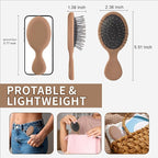 Mini Hair Bursh for Kids Women and Men, Protable Travel Size Hair Brush for Pockets Purse backpack,Mini Detangler Brush for All Hair Types, Small Hair Brush for Detangling(1 Pack-Mocha)