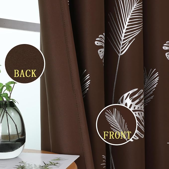Brown Thermal Insulated Blackout Curtains 72 Inches Long - Image 3