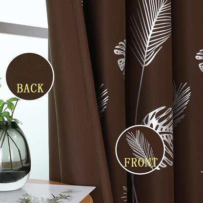 Brown Thermal Insulated Blackout Curtains 72 Inches Long - Image 3