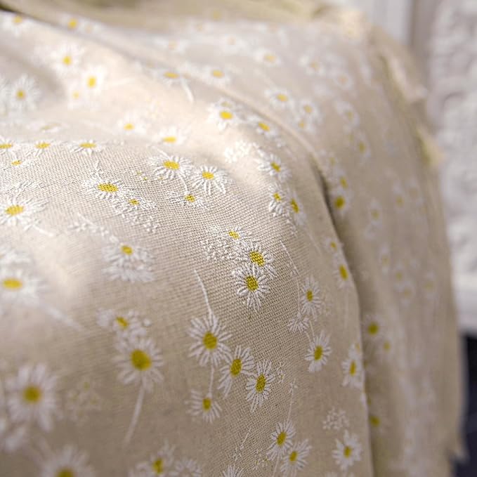 ENJOYBRIDAL Daisy Floral Curtains 63 Inch Length 4 Panels Short Drapes Tassel - Image 4