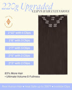 Full Shine Dark Brown Extensions Clip in 22 Inch 220 G Thick Clip in Hair Extensions Real Human Hair Dark Brown Human Hair Extensions for Volume 7 Pcs