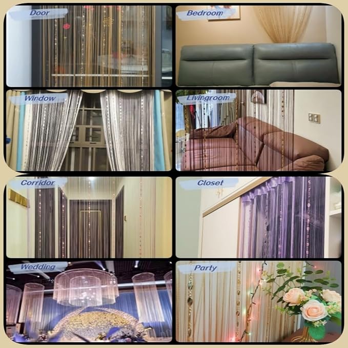 ave split 100cmX200cm Decorative Door String Curtain Beads Wall Panel Fringe - Image 3