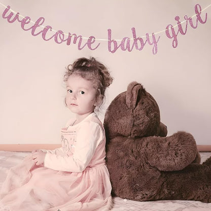 Welcome Baby Shower Party Banner, Boy and Girl Glitter Paper Sign - Image 2