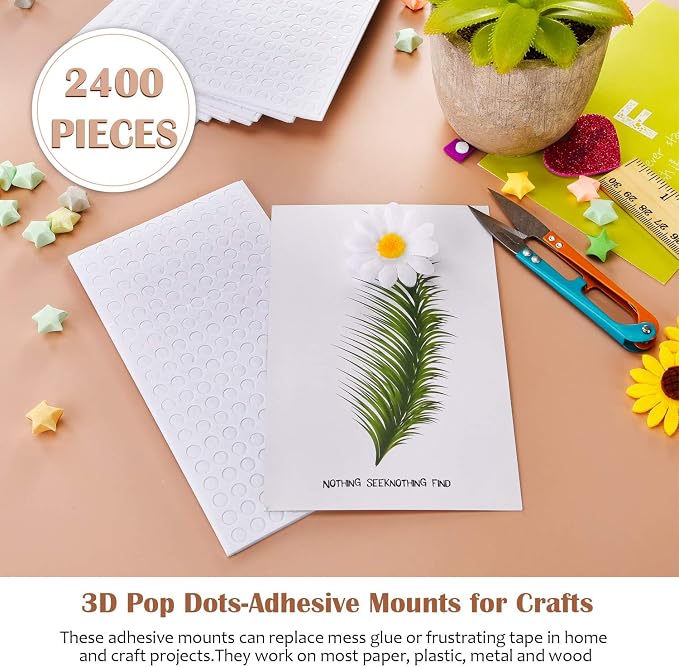 Outus 2400Pcs Foam Dots 3D Adhesive, 12 Sheets Foam Pop Dots - Image 5