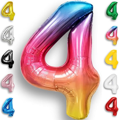 Rainbow Number Balloons 4 Mylar Foil 40 Inch by Unknown
