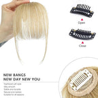 Clip In Bangs- Real Human Hair Ash Blonde Clip On Bangs Air Bangs For Women Clips Wispy Bangs Fringe With Temples Hairpieces Curved Bangs For Daily Wear