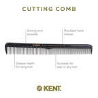 Kent SPC80 Salon-Style Dressing Cutting Comb with Wide and Fine Teeth - Professional Barber Haircut Comb for Styling and Teasing for All Hair Types - Kent Quality Barber Supplies