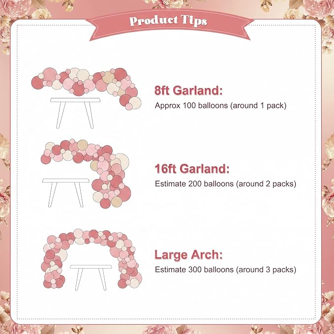 Dusty Pink Balloon Arch Kit for Baby Shower Bridal Shower Decorations | 124Pcs - Image 8