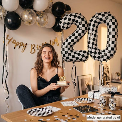 40 Inch Checkered Number 20 Balloon, self-sealing, air/helium fill, reusable - Image 5