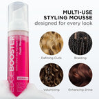 Style Factor EDGE BOOSTER Extra Shine & Moisture Rich Foam Mousse | Lightweight Styling for Curls, Waves, Braids, Locs & Protective Styles | Volume & Shine | With Argan Oil | 9 fl oz