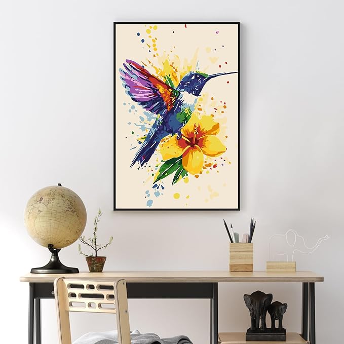 Framed Paint by Numbers Kit for Adults Beginner & Kids Ages 8-12, Hummingbird - Image 2