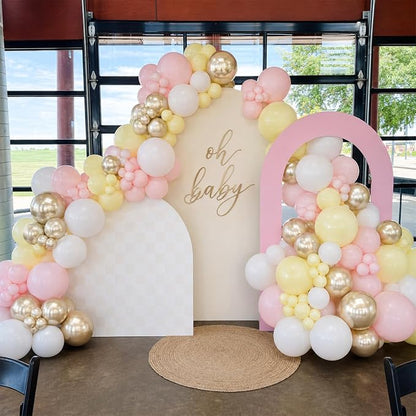 HILAVO Pink and Yellow Balloons 12 Inch Pastel Light Pink Yellow Gold White - Image 5
